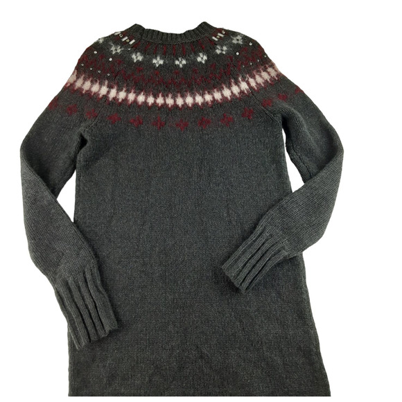 J. Crew Gray Knit Nordic Rhinestone Long Sleeve Mini Dress Wool Alpaca XXS - Picture 5 of 8